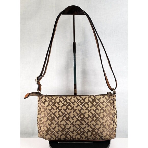 Vintage Tommy Hilfiger Croosbody TH Logo Brown Bag - Picture 8 of 16